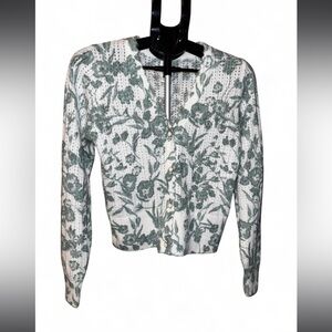 Joie Green and White Floral Cardigan